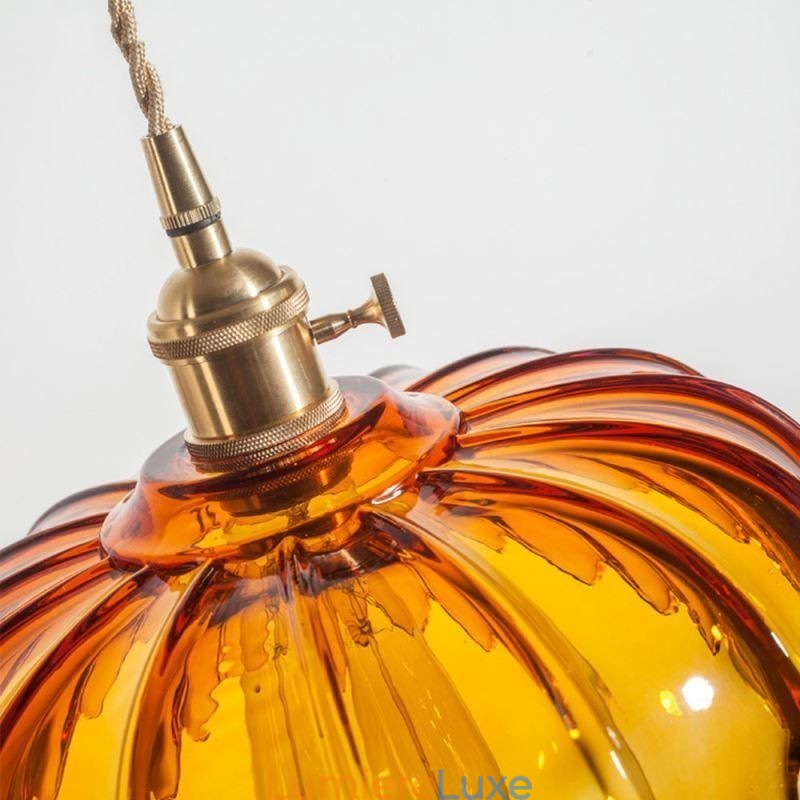 Lampe suspendue moderne en verre rétro avec abat-jour en forme de fleur et interrupteur rotatif