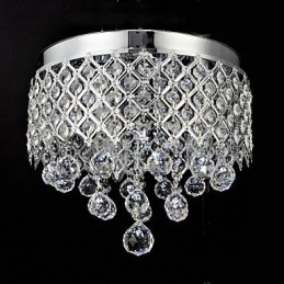Plafonnier traditionnel classique en métal chromé et cristal