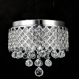 Plafonnier traditionnel classique en métal chromé et cristal