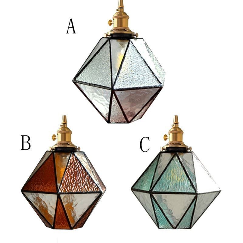 Suspension géométrique en verre coloré de style ferme