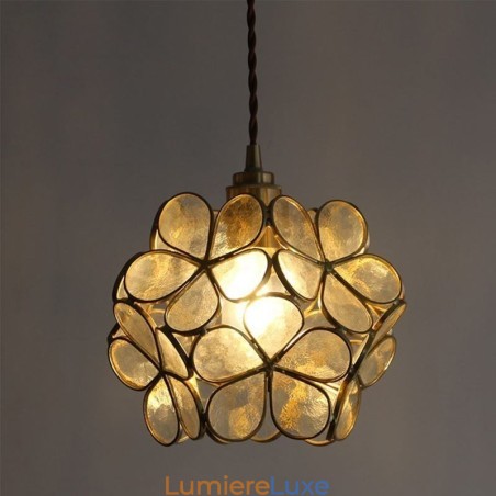 Lampe suspendue créative nordique en verre en forme de pétale, luminaire décoratif d'intérieur, idéal pour une table de chevet Lampe suspendue créative nordique en verre en forme de pétale, luminaire décoratif d'intérieur, idéal pour une table de chevet