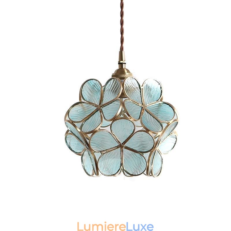 Lampe suspendue créative nordique en verre en forme de pétale, luminaire décoratif d'intérieur, idéal pour une table de chevet