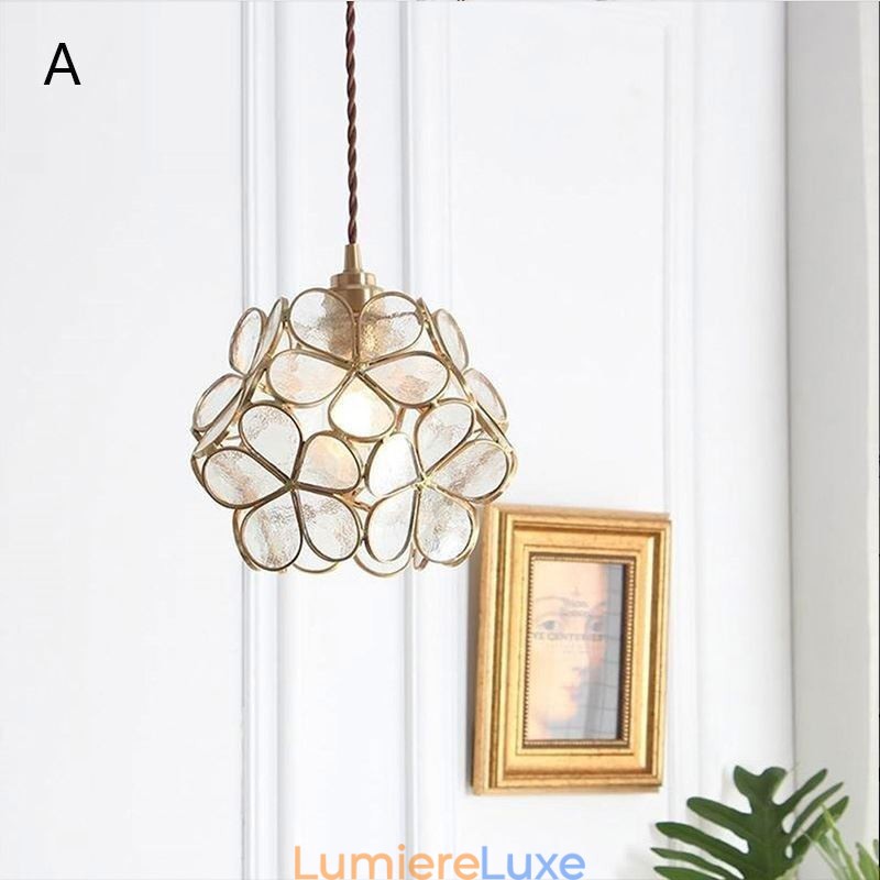 Lampe suspendue créative nordique en verre en forme de pétale, luminaire décoratif d'intérieur, idéal pour une table de chevet