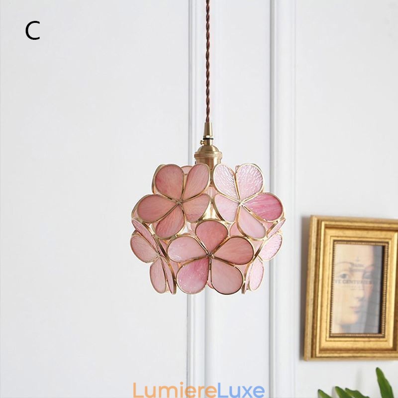Lampe suspendue créative nordique en verre en forme de pétale, luminaire décoratif d'intérieur, idéal pour une table de chevet