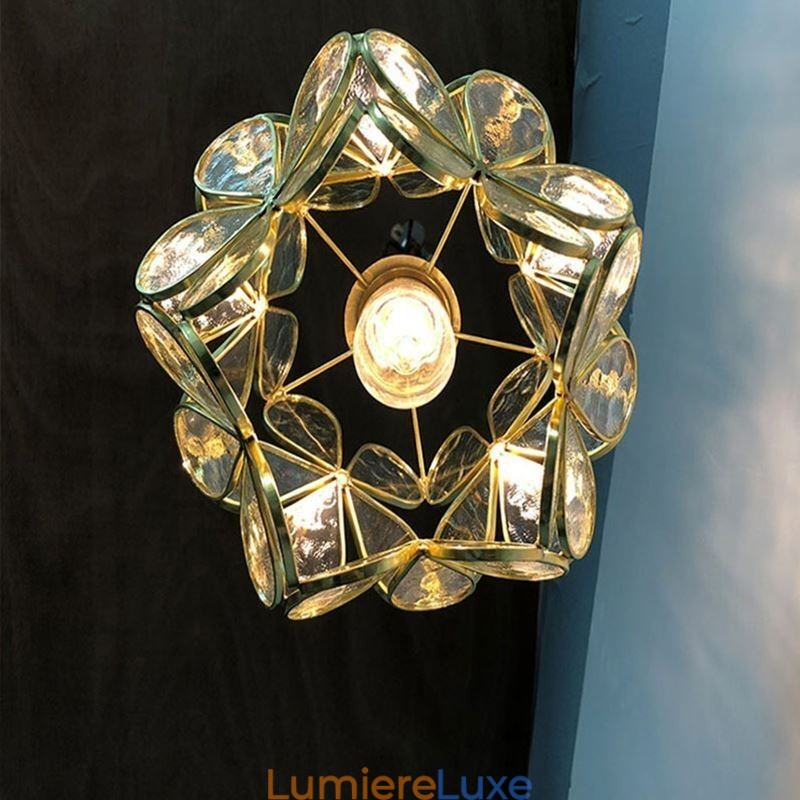 Lampe suspendue créative nordique en verre en forme de pétale, luminaire décoratif d'intérieur, idéal pour une table de chevet