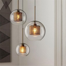 Lampe suspendue nordique en verre, éclairage domestique, lampe de chevet ronde en forme de boule