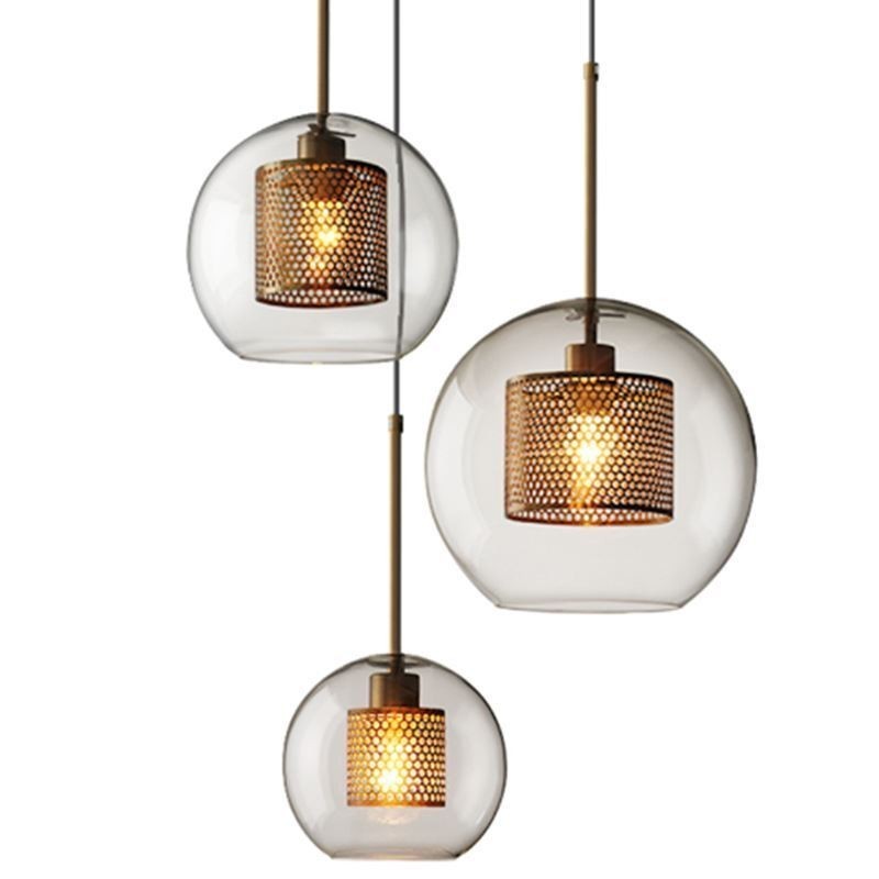 Lampe suspendue nordique en verre, éclairage domestique, lampe de chevet ronde en forme de boule