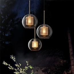 Lampe suspendue nordique en verre, éclairage domestique, lampe de chevet ronde en forme de boule