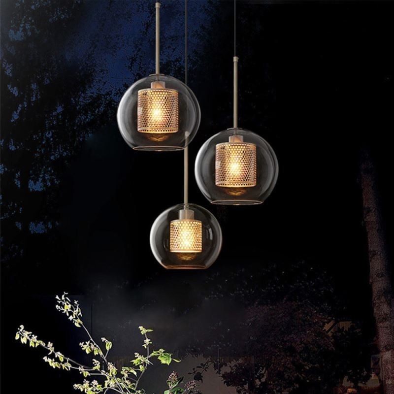 Lampe suspendue nordique en verre, éclairage domestique, lampe de chevet ronde en forme de boule