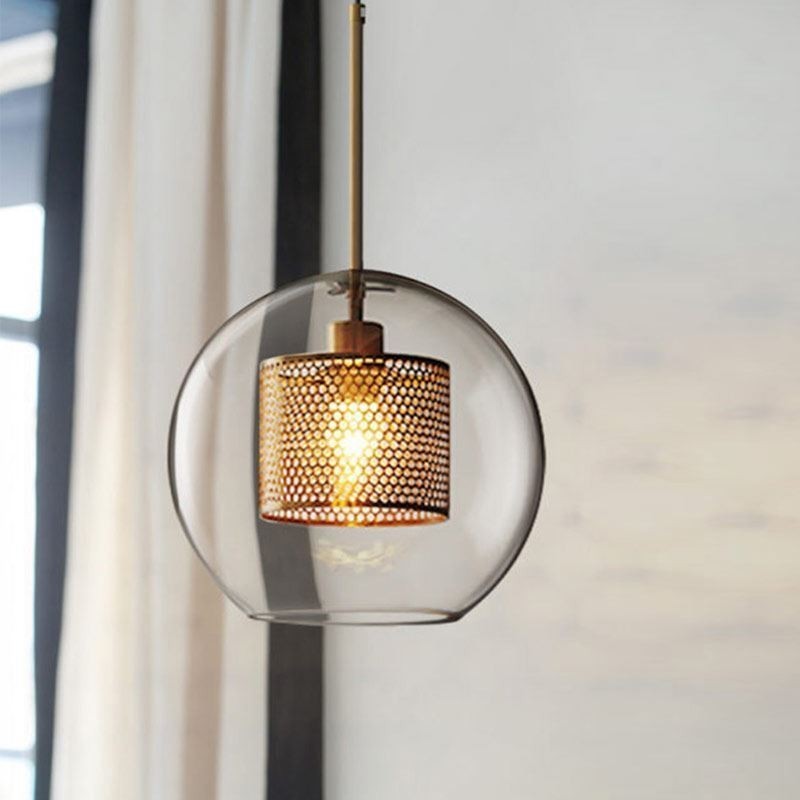 Lampe suspendue nordique en verre, éclairage domestique, lampe de chevet ronde en forme de boule