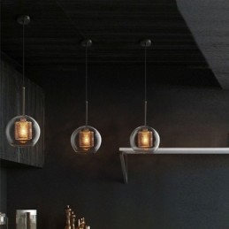 Lampe suspendue nordique en verre, éclairage domestique, lampe de chevet ronde en forme de boule