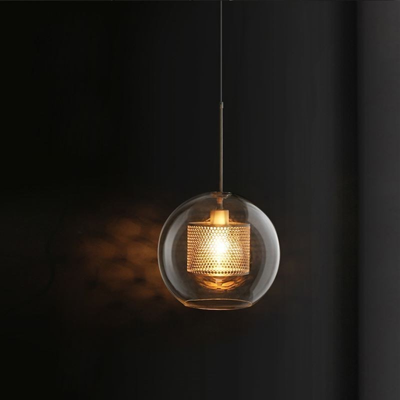 Lampe suspendue nordique en verre, éclairage domestique, lampe de chevet ronde en forme de boule