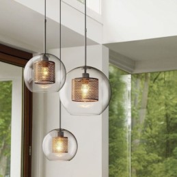 Lampe suspendue nordique en verre, éclairage domestique, lampe de chevet ronde en forme de boule