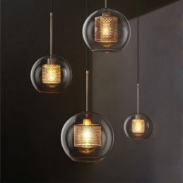 Lampe suspendue nordique en verre, éclairage domestique, lampe de chevet ronde en forme de boule