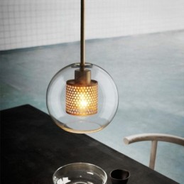 Lampe suspendue nordique en verre, éclairage domestique, lampe de chevet ronde en forme de boule