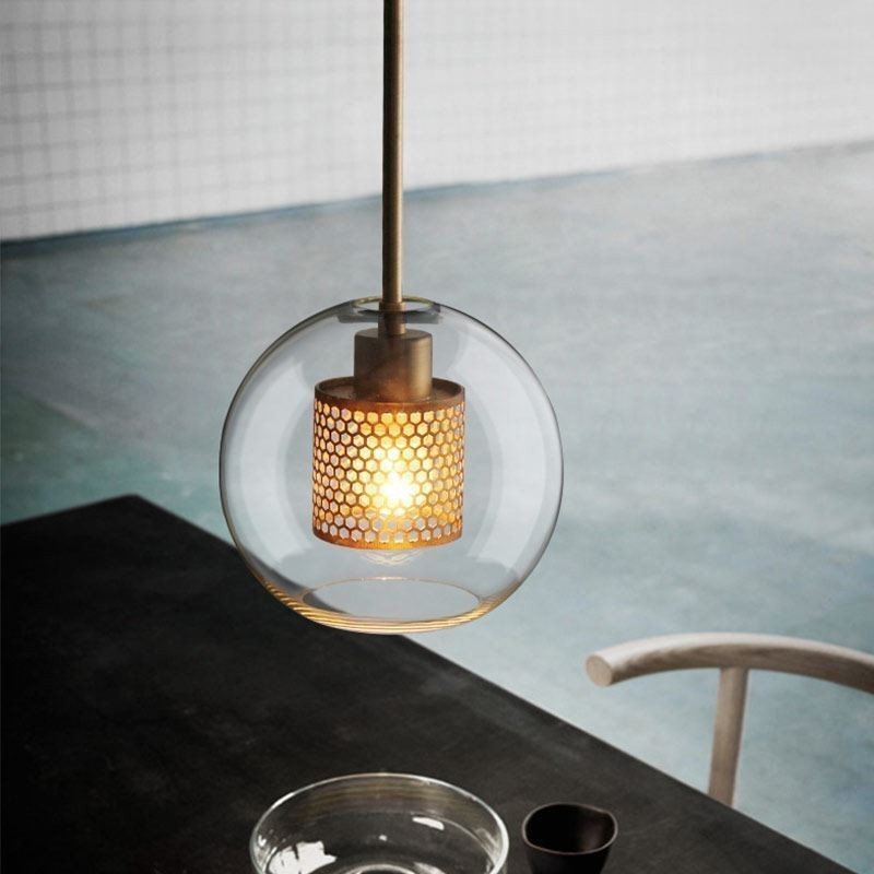 Lampe suspendue nordique en verre, éclairage domestique, lampe de chevet ronde en forme de boule