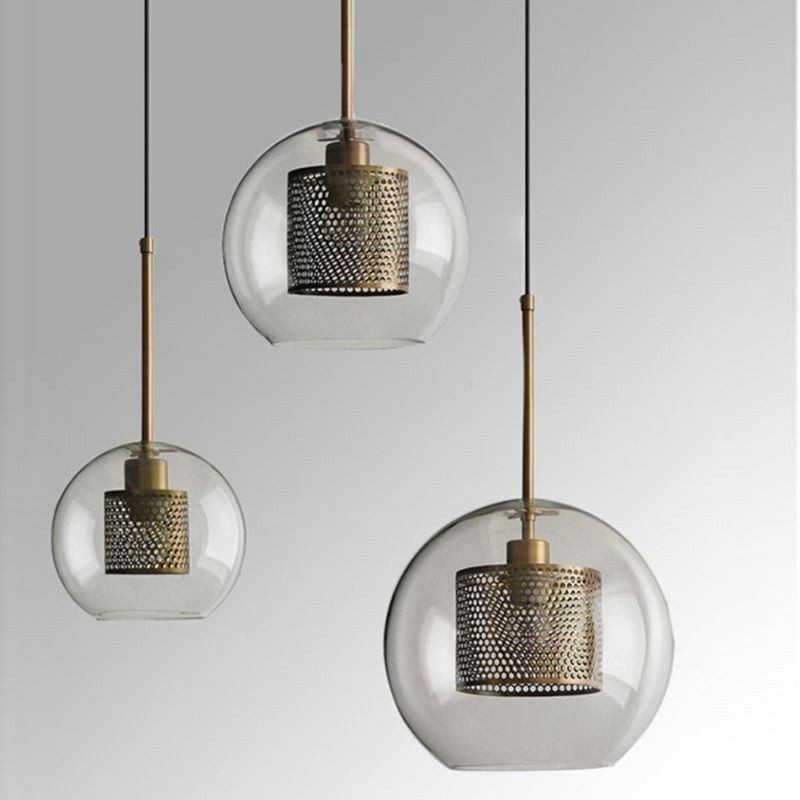 Lampe suspendue nordique en verre, éclairage domestique, lampe de chevet ronde en forme de boule