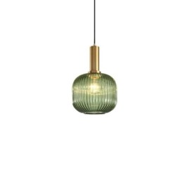 Suspension en verre strié avec support en laiton