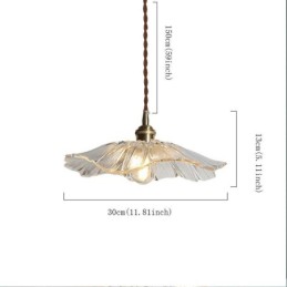 Lampe suspendue en verre transparent nervuré à motif de feuille de lotus pour séjour chez l'habitant