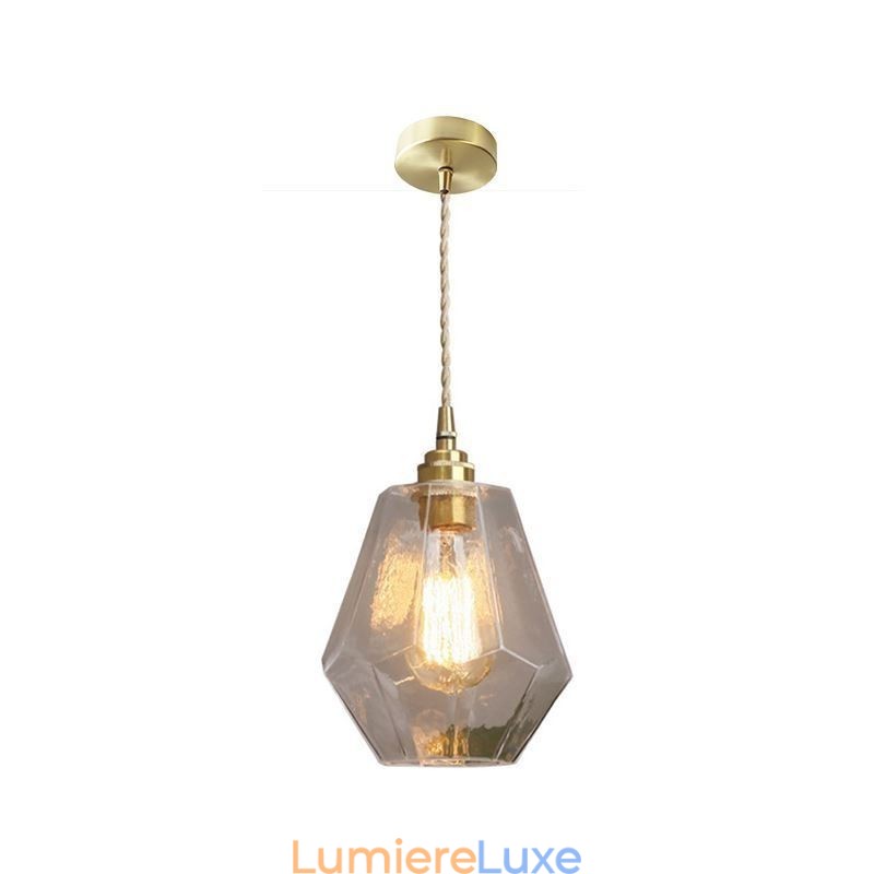 Lampe suspendue rétro nordique en laiton et verre, éclairage domestique en forme de tour