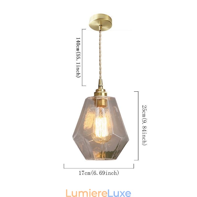 Lampe suspendue rétro nordique en laiton et verre, éclairage domestique en forme de tour