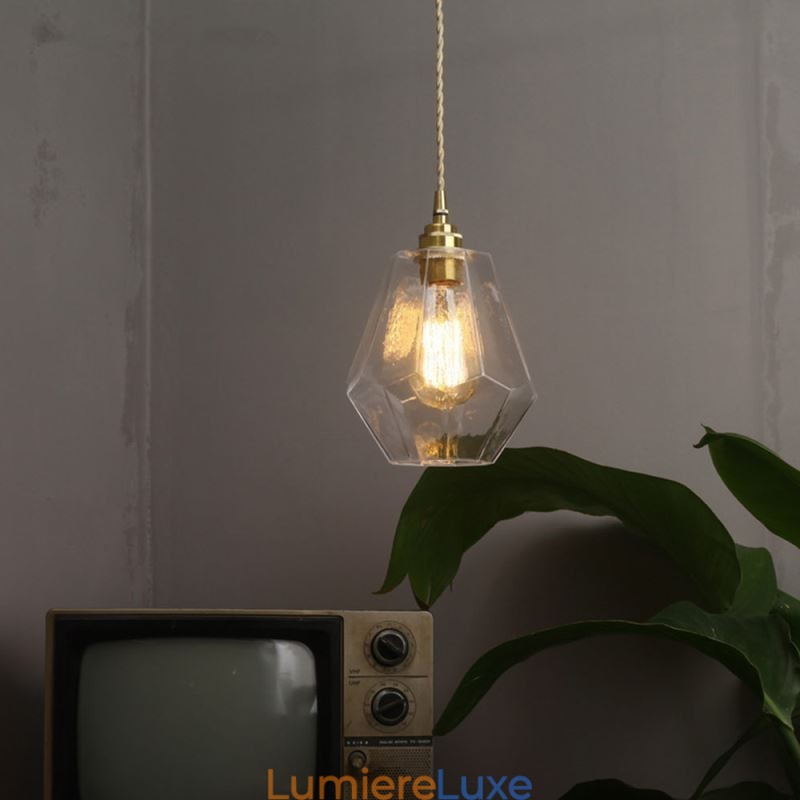 Lampe suspendue rétro nordique en laiton et verre, éclairage domestique en forme de tour