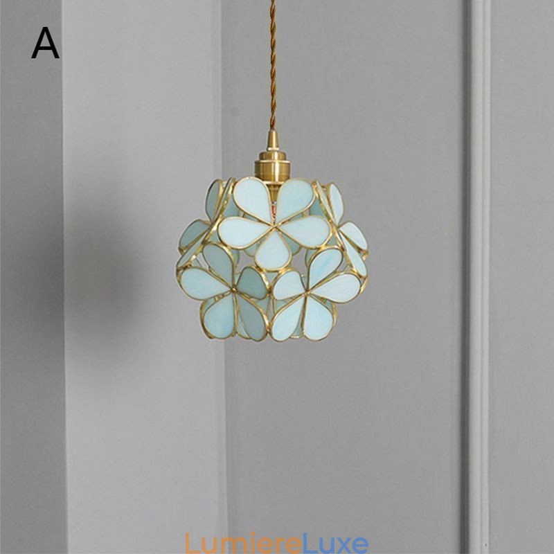 Lampe suspendue créative nordique en verre en forme de pétale