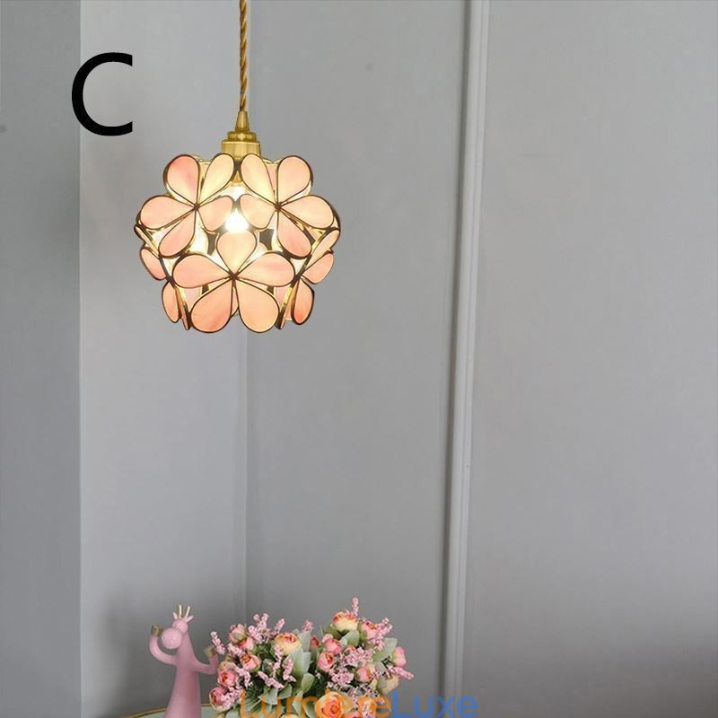 Lampe suspendue créative nordique en verre en forme de pétale