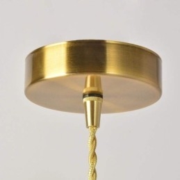 Suspension carrée en verre transparent nervuré, lampe en laiton avec interrupteur rotatif