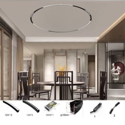 Luminaire circulaire encastré magnétique sur rail 150 cm