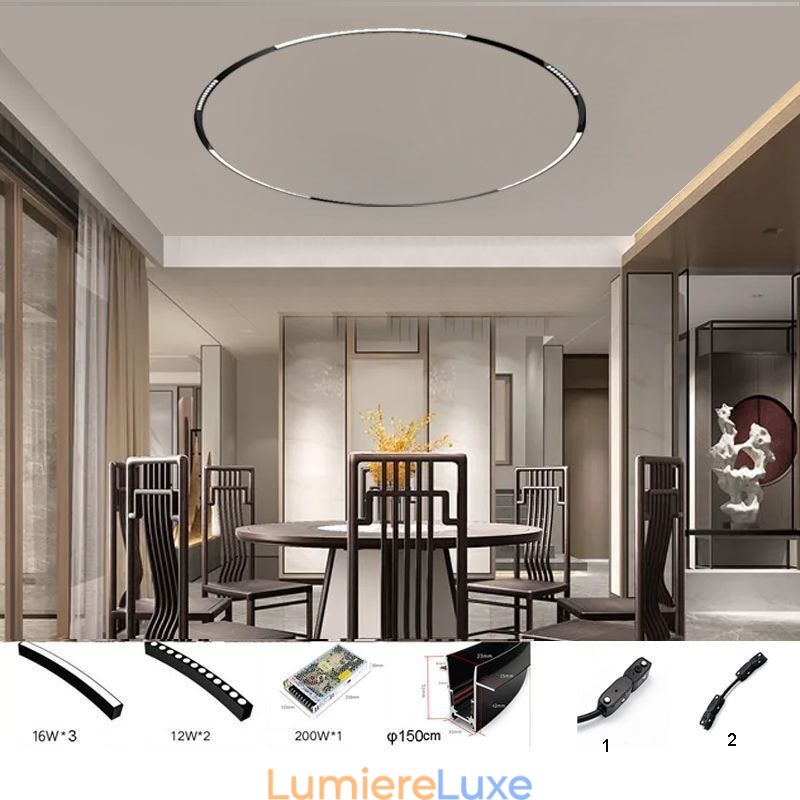 Luminaire circulaire encastré magnétique sur rail 150 cm
