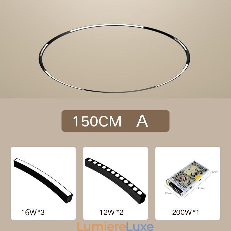 Luminaire circulaire encastré magnétique sur rail 150 cm