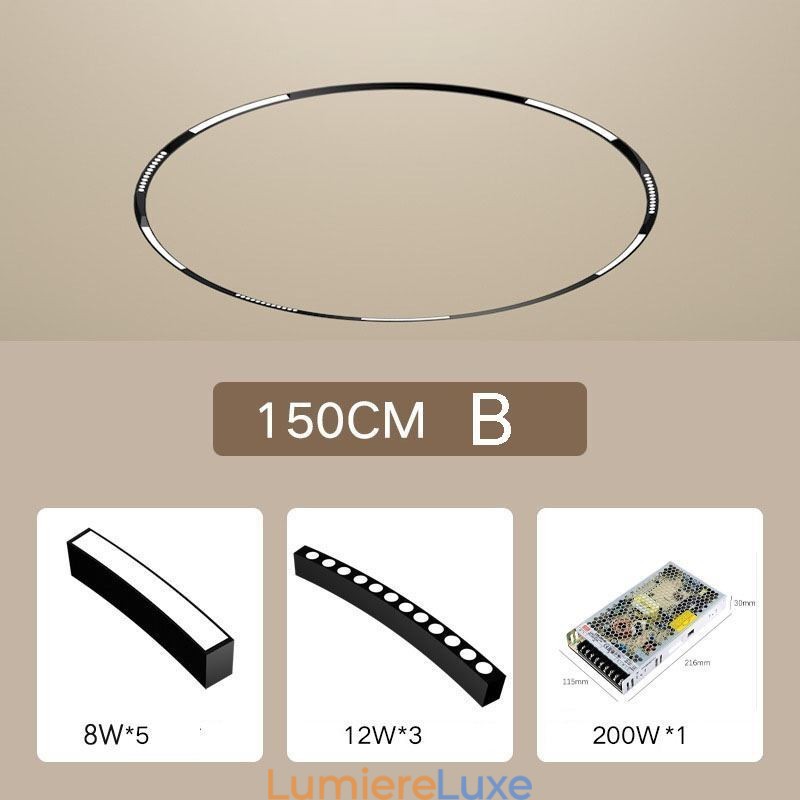Luminaire circulaire encastré magnétique sur rail 150 cm