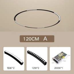Luminaire sur rail circulaire encastré magnétique 120 cm