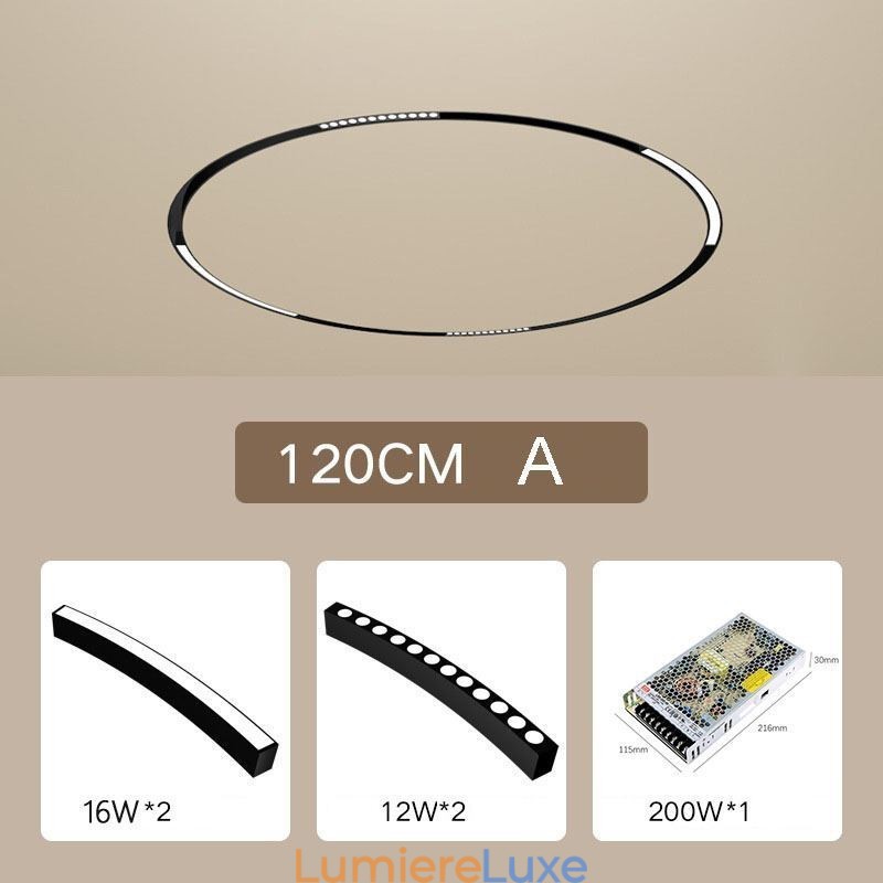 Luminaire sur rail circulaire encastré magnétique 120 cm