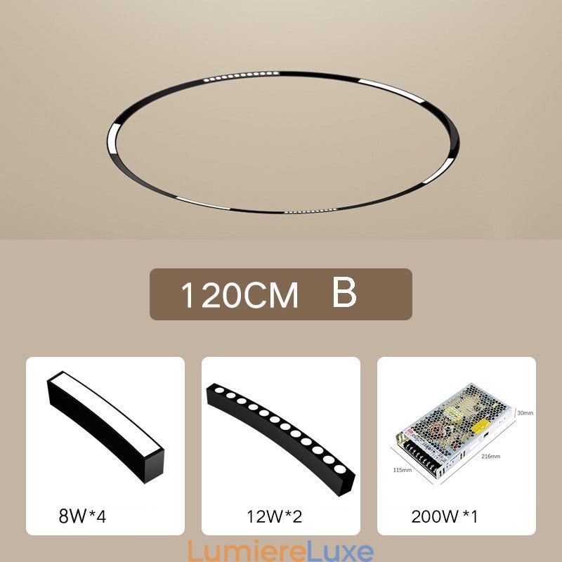 Luminaire sur rail circulaire encastré magnétique 120 cm