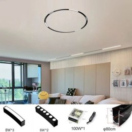 Spot encastrable circulaire magnétique pour rail d'éclairage décoratif 80 cm