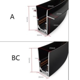 Rails d'éclairage encastrés, bandes de rail magnétiques rondes en aluminium