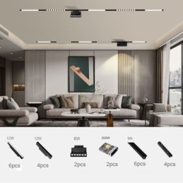 Spot encastré magnétique sur rail, éclairage décoratif 3 m x 2