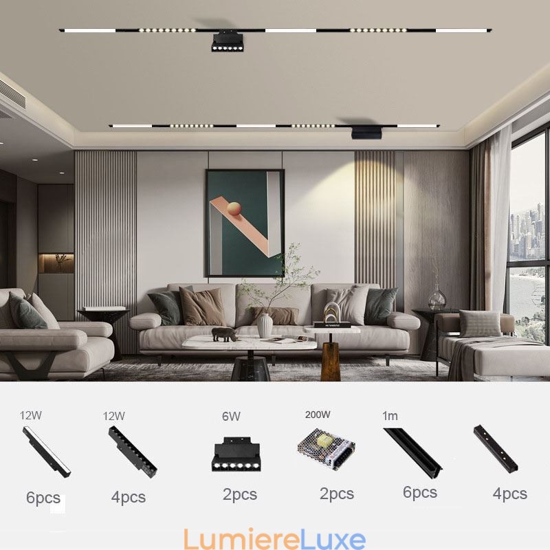 Spot encastré magnétique sur rail, éclairage décoratif 3 m x 2