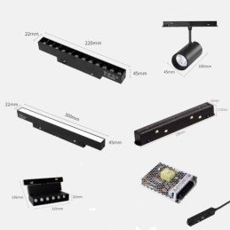 Spot encastré magnétique sur rail, éclairage décoratif 3 m x 2