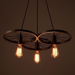 Lampes suspendues rétro Loft Lustre en fer forgé de style industriel à roulettes de style country américain