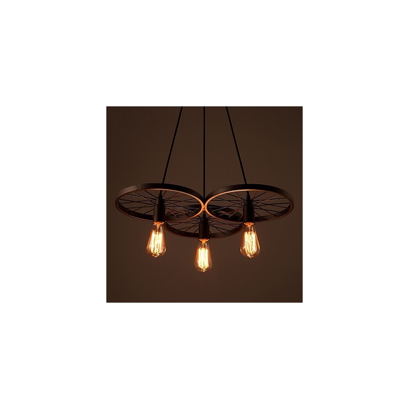 Lampes suspendues rétro Loft Lustre en fer forgé de style industriel à roulettes de style country américain