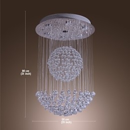 Lustre moderne contemporain en cristal chromé à montage encastré