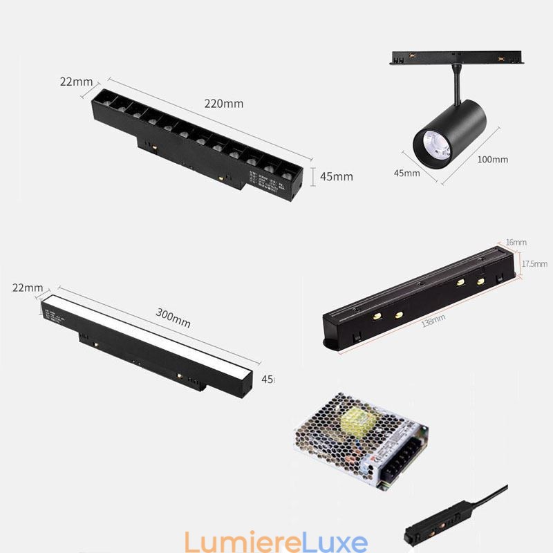 Spot encastré magnétique sur rail, éclairage décoratif 6 m 36 V