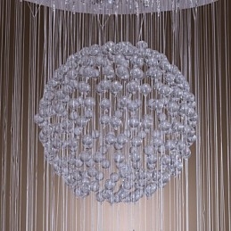 Lustre moderne contemporain en cristal chromé à montage encastré