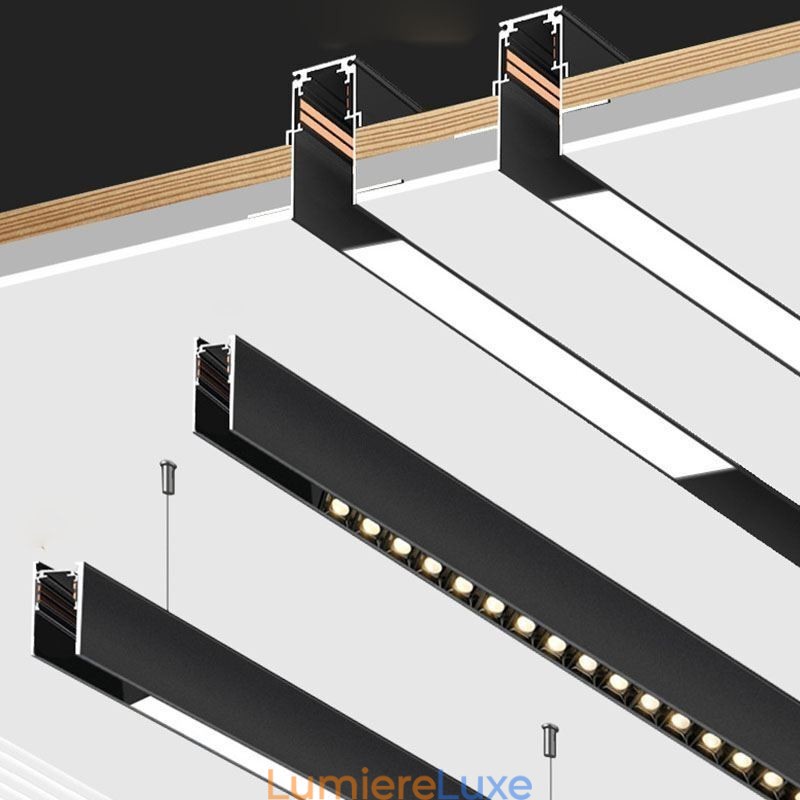 Rails d'éclairage encastrés, profilé de surface magnétique en aluminium, bande lumineuse ultra fine de 100 cm
