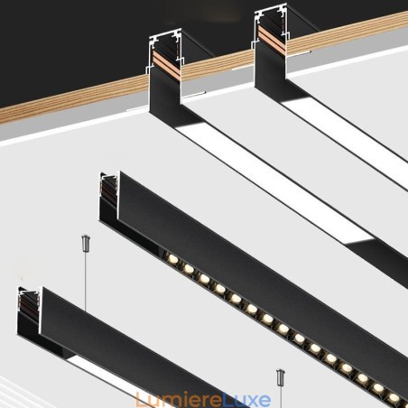 Rails d'éclairage encastrés, profilé de surface magnétique en aluminium, bande lumineuse ultra fine de 100 cm Rails d'éclairage encastrés, profilé de surface magnétique en aluminium, bande lumineuse ultra fine de 100 cm