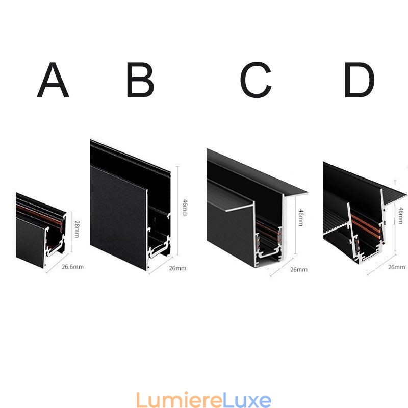 Rails d'éclairage encastrés, profilé de surface magnétique en aluminium, bande lumineuse ultra fine de 100 cm