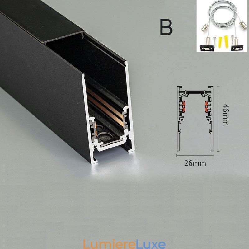 Rails d'éclairage encastrés, profilé de surface magnétique en aluminium, bande lumineuse ultra fine de 100 cm